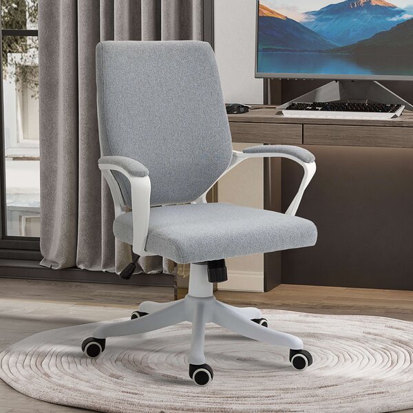Homcom Ergonomikus irodai szék, kerekes, állítható magasságú, poliészter / nylon, 62x69x92-102 cm, szürke