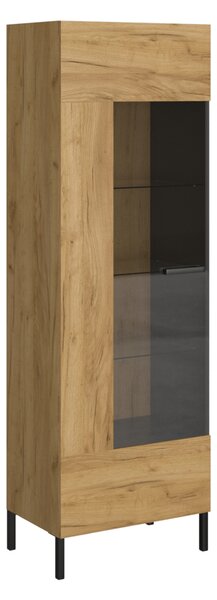 KONDELA Vitrin 1W, craft tölgy arany/antracit, SANTANA