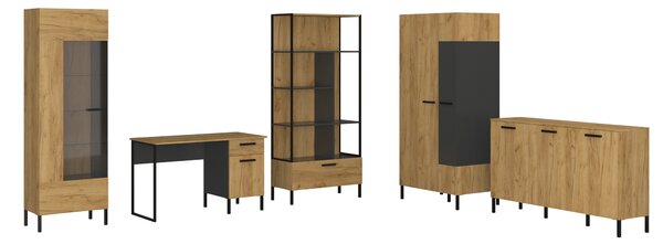 KONDELA Polcállvány nyitott 1S, craft tölgy arany/antracit, SANTANA