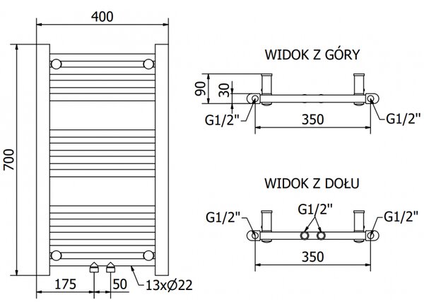 Mexen Mars elektromos radiátor 700 x 400 mm, 300 W, fekete - W110-0700-400-2300-70
