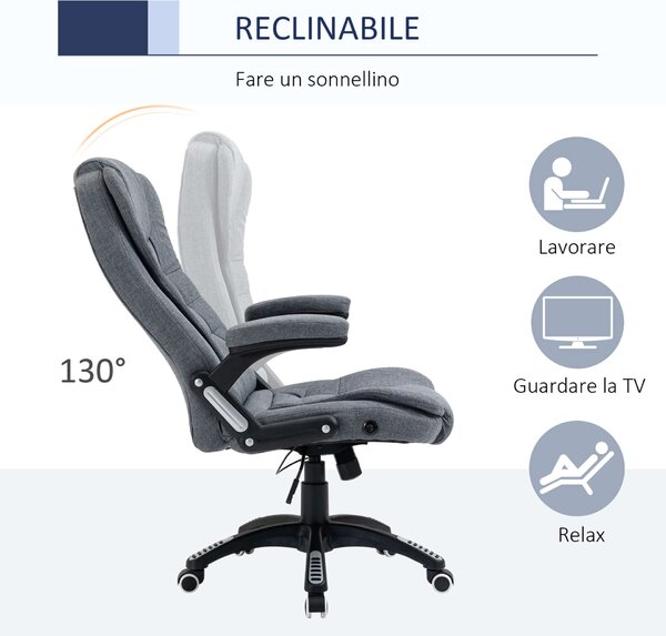 Homcom Ergonomikus irodai szék, állítható magasságú, poliészter/PP, 67 x 72 x 110-120 cm, szürke