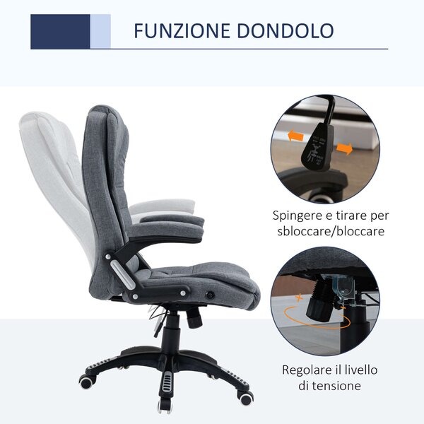 Homcom Ergonomikus irodai szék, állítható magasságú, poliészter/PP, 67 x 72 x 110-120 cm, szürke
