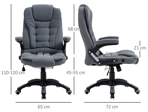 Homcom Ergonomikus irodai szék, állítható magasságú, poliészter/PP, 67 x 72 x 110-120 cm, szürke