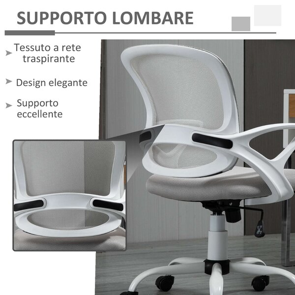 Homcom Vinsetto ergonomikus Irodai szék állítható magassággal, Fehér