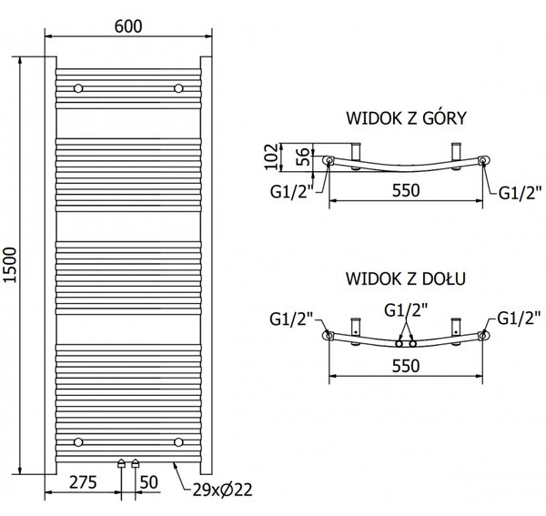 Mexen Ares, elektromos fűtőelem 1500x600 mm + fűtőrúd 900 W, fehér, W102-1500-600-2900-20