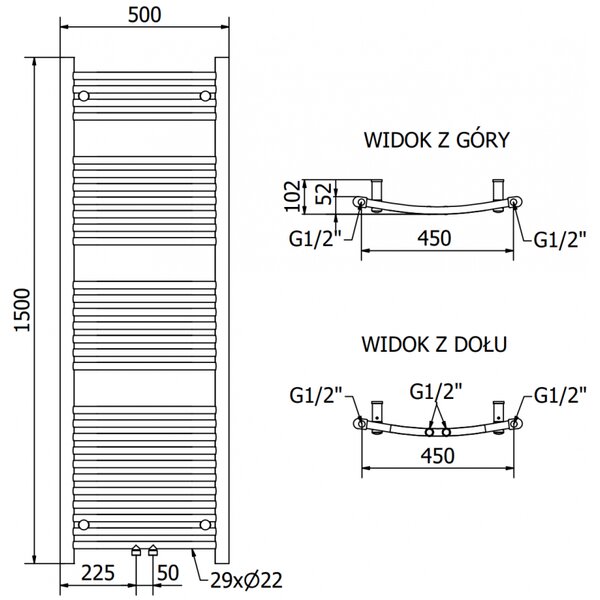 Mexen Ares, elektromos fűtőelem 1500x500 mm + fűtőrúd 600 W, antracit, W102-1500-500-2600-66