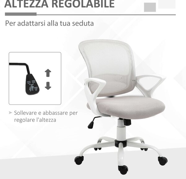 Homcom Vinsetto ergonomikus Irodai szék állítható magassággal, Fehér