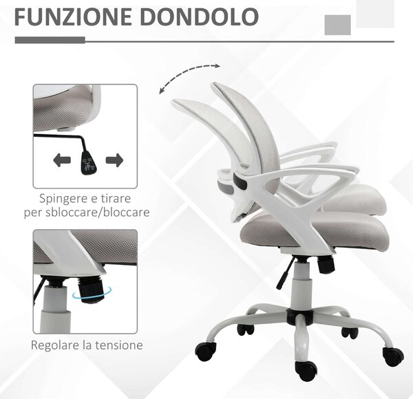 Homcom Vinsetto ergonomikus Irodai szék állítható magassággal, Fehér