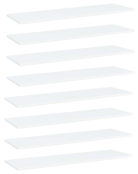 8 db fehér forgácslap könyvespolc 100 x 30 x 1,5 cm