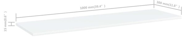 8 db fehér forgácslap könyvespolc 100 x 30 x 1,5 cm