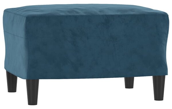 Kék bársony kanapéfotel lábtartóval 60 cm