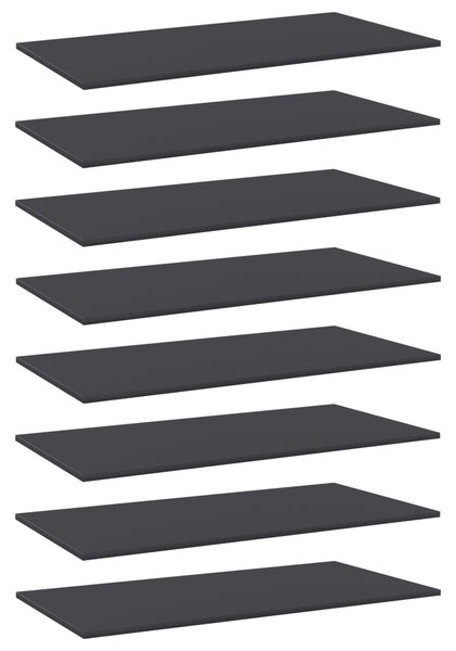8 db szürke forgácslap könyvespolc lap 80 x 30 x 1,5 cm