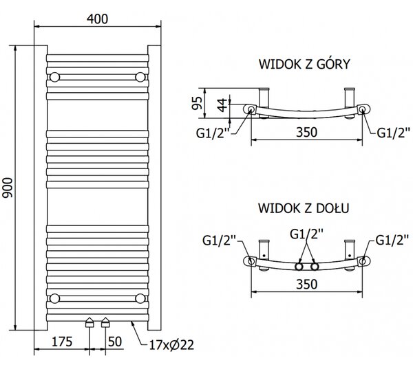 Mexen, Mexen Ares elektromos melegítő 900 x 400 mm, 300 W, króm - W102-0900-400-2300-01