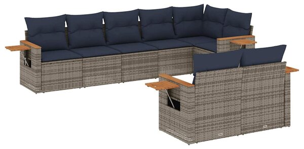 8 részes szürke polyrattan kerti ülőgarnitúra párnával