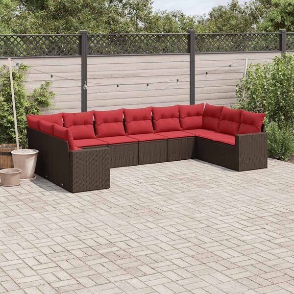10 részes barna polyrattan kerti ülőgarnitúra párnákkal