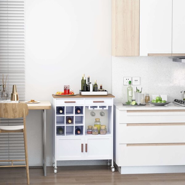 Konyhai szekrény kerekekkel 76x40x88, Fehér