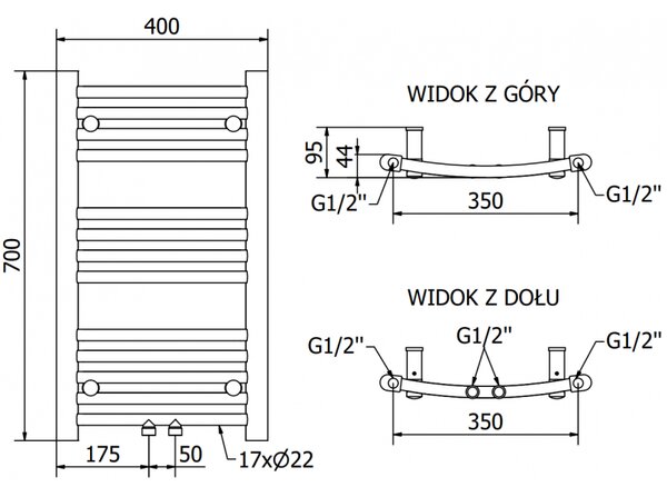 Mexen Ares elektromos radiátor 700 x 400 mm, 300 W, antracit - W102-0700-400-2300-66