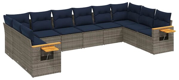 10 részes szürke polyrattan kerti ülőgarnitúra párnával