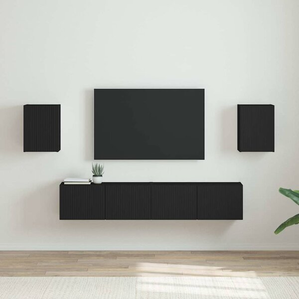 TV Fali Szekrény 2 pcs Fekete 30 x 31 x 40 cm Faanyag