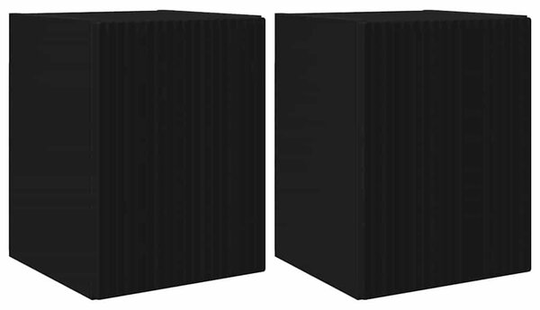 TV Fali Szekrény 2 pcs Fekete 30 x 31 x 40 cm Faanyag