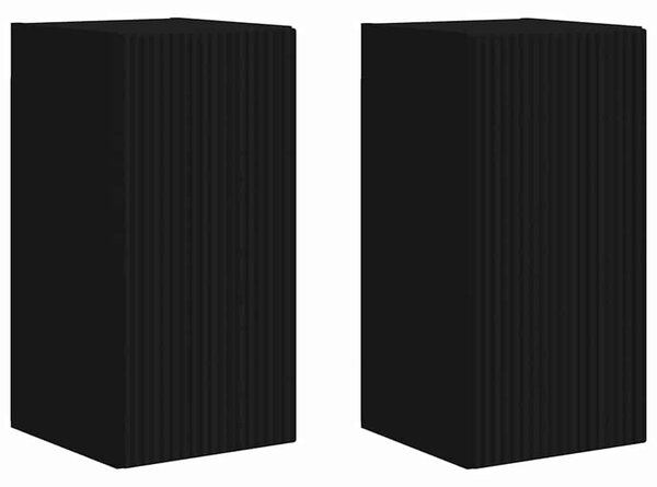 TV Fali Szekrény 2 pcs Fekete 30 x 31 x 60 cm Faanyag