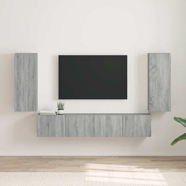TV Fali Szekrény 2 db Szürke Sonoma Szerelt Fa