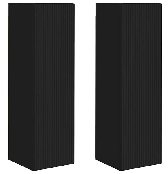 TV Fali Szekrény 2 pcs Fekete 30 x 31 x 100 cm Faanyag