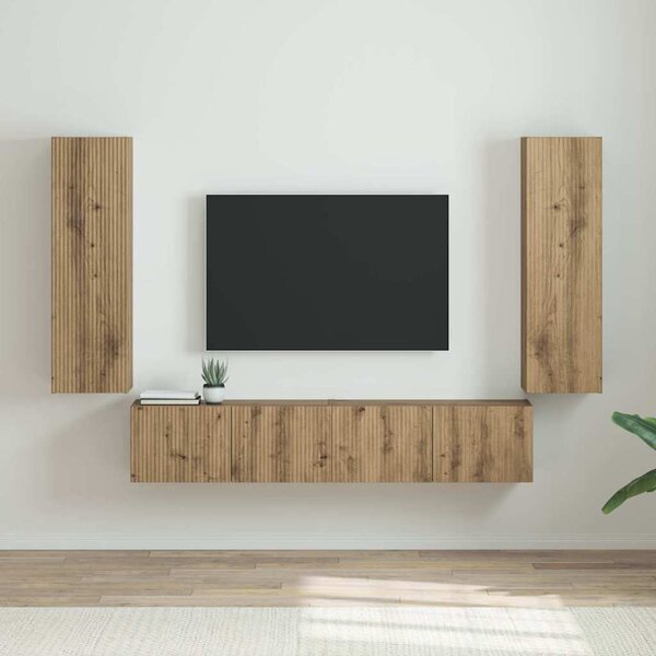 TV Fali Szekrény 2 pcs Művészi tölgy 30 x 31 x 100 cm Faanyag