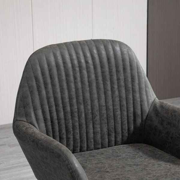 2 db ergonomikus szék készlet, karokkal, Eco bőr/fém, 60 x 56,5 x 85 cm, szürke
