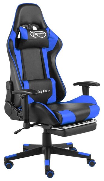 VidaXL műbőr PVC forgó Gamer szék lábtartóval #fekete-kék