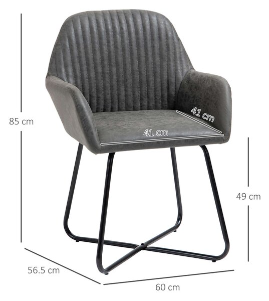 2 db ergonomikus szék készlet, karokkal, Eco bőr/fém, 60 x 56,5 x 85 cm, szürke