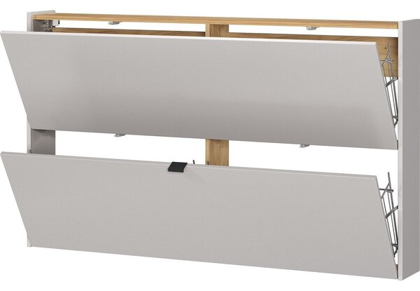 Krémszínű billenő ajtós-függő cipőtartó tölgyfa dekorral 140x83x18 cm Ameca – Germania