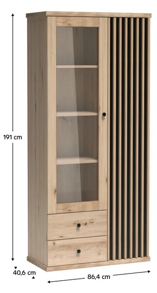 KONDELA Vitrin, artisan tölgy/fekete, KOLI C-2