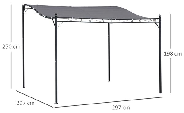 Gazebo Kerti pavilon sátor, vízálló, 297x297cm, fekete / szürke