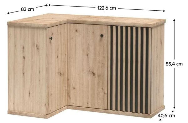 KONDELA Sarok komód, artisan tölgy/fekete, KOLI C-12