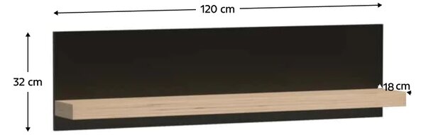 KONDELA Polc 120, artisan tölgy/fekete, KOLI C-9