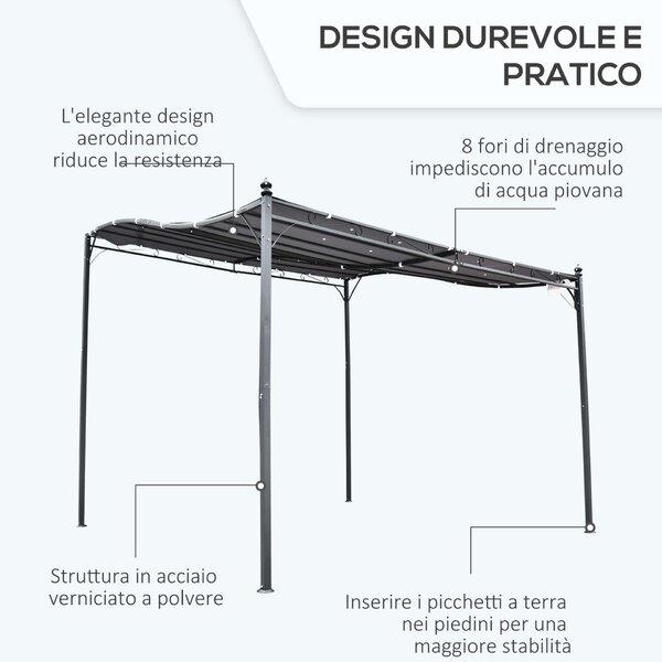 Gazebo Kerti pavilon sátor, vízálló, 297x297cm, fekete / szürke