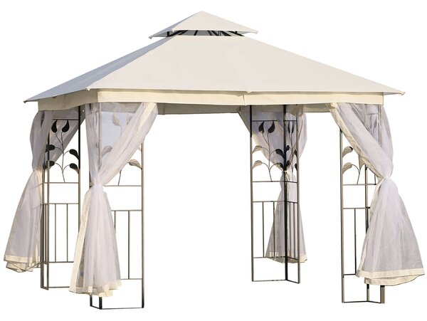 Homcom kerti pavilon, Oldalháló, Acél / Poliészter, 3x3m, Fehér