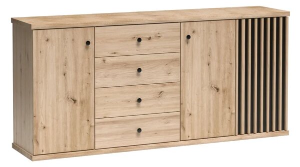 KONDELA Komód, artisan tölgy/fekete, KOLI C-20