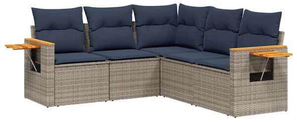5 részes szürke polyrattan kerti ülőgarnitúra párnával