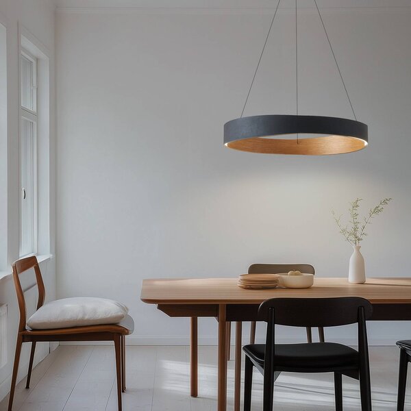 Lucande Daelor LED lógó világítás, fekete/fa, CCT, dimmelhető, dimmelhető, Fekete, Nappali / Étkező, fém, Dizájn