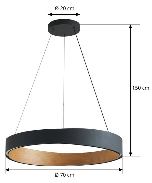 Lucande Daelor LED lógó világítás, fekete/fa, CCT, dimmelhető, dimmelhető, Fekete, Nappali / Étkező, fém, Dizájn