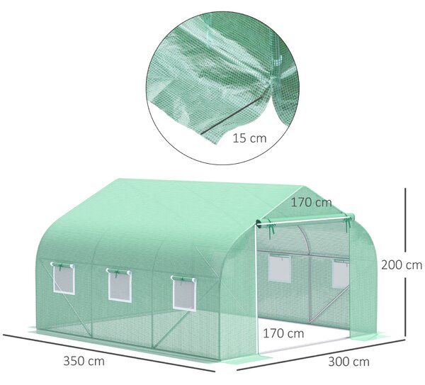 Homcom kerti üvegház, növények számára, 3,5 x 3 x 2 m