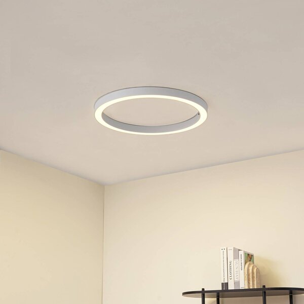 Lucande LED mennyezeti lámpa Neor, fehér, Ø 60 cm, CCT, dimmelhető, dimmelhető, Fehér / opál, Folyosó, fém, Modern