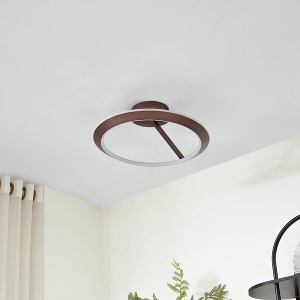 Lucande Eldra LED mennyezeti világítás, kávébarna, Ø 55 cm, CCT, dimmelhető, Barna / rozsda, Nappali / Étkező, fém, Modern