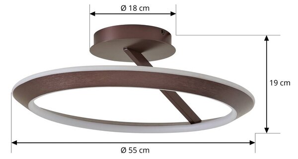 Lucande Eldra LED mennyezeti világítás, kávébarna, Ø 55 cm, CCT, dimmelhető, Barna / rozsda, Nappali / Étkező, fém, Modern