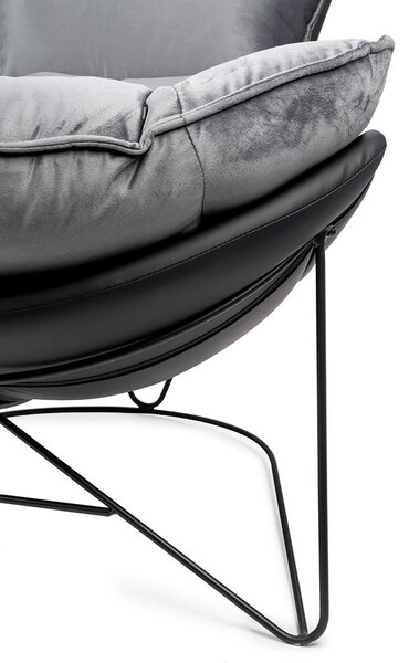 King Home Otilia Stand Fotel Bársony Sötétszürke Modern