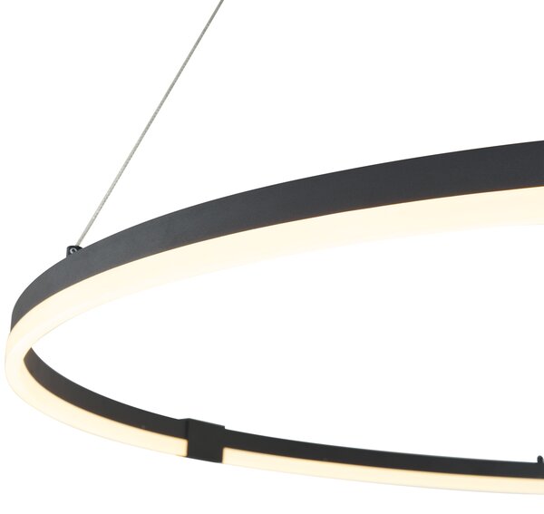 Design függőlámpa fekete 120cm LED-del, 3 lépésben dimmelhető - Anello
