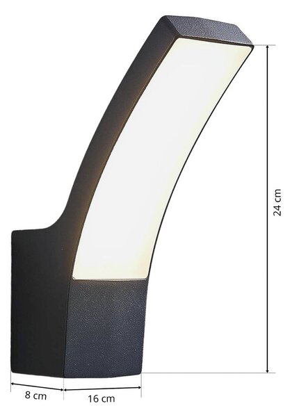 Lindby LED kültéri fali lámpa Ilvita, antracit, fém, IP54, Fekete, Alumínium, Modern