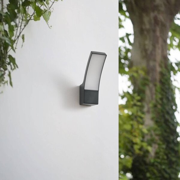 Lindby LED kültéri fali lámpa Ilvita, antracit, fém, IP54, Fekete, Alumínium, Modern